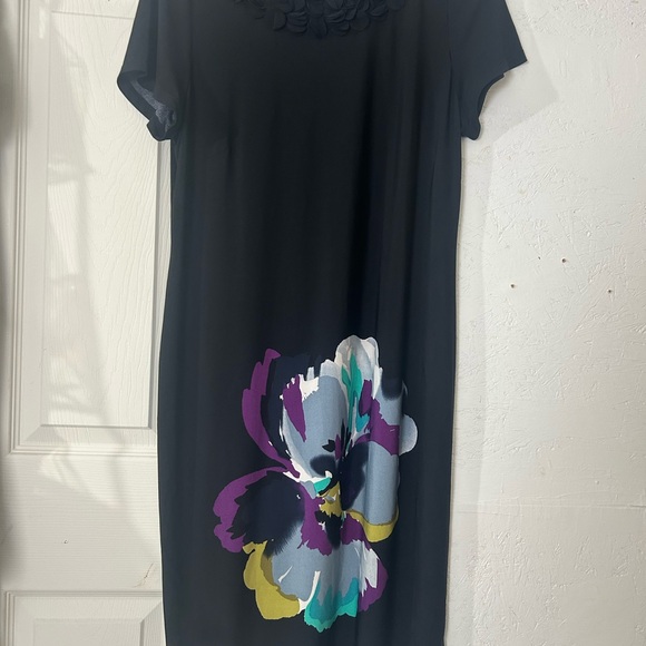 Danny & Nicole Black Dress with Bold Floral Design - Picture 1 of 9